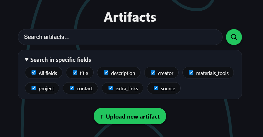 Search bar showing the field selectors for specific search.